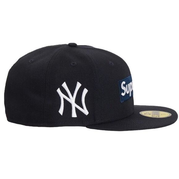 Supreme MLB Teams New York Box Logo New Era 59Fifty Fitted Cap Navy Size 8 SS24 - Picture 2 of 7